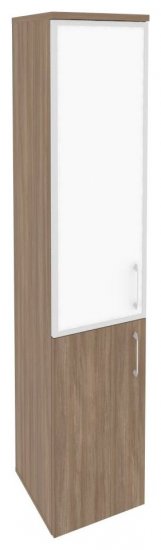 Шкаф высокий узкий левый белое стекло