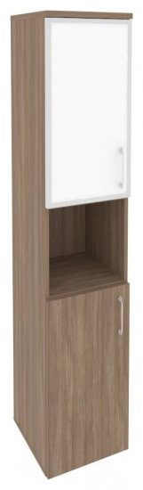 Шкаф высокий узкий левый белое стекло