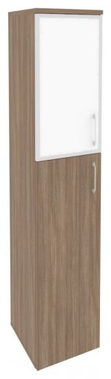 Шкаф высокий узкий левый белое стекло