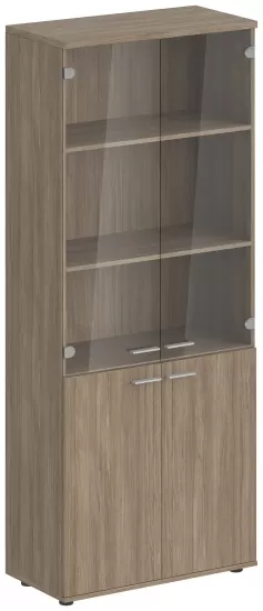 Шкаф высокий 4-дверный со стеклом с задней стенкой HDF