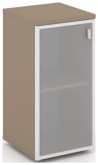 Шкаф низкий узкий левый (1 низкий фасад стекло в раме)